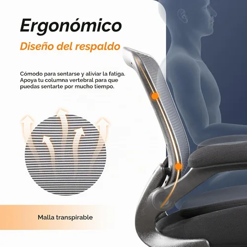 Vista 3 de Silla de redacción alta para oficina, taburetes ergonómicos de escritorio de pie para computadora, reposabrazos abatibles, altura ajustable y anillo