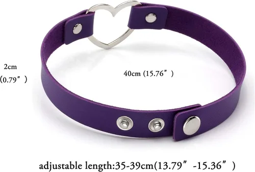 Vista 2 de Gargantilla de corazón punk para mujeres y niñas, collar gótico de piel sintética, ajustable, accesorios góticos
