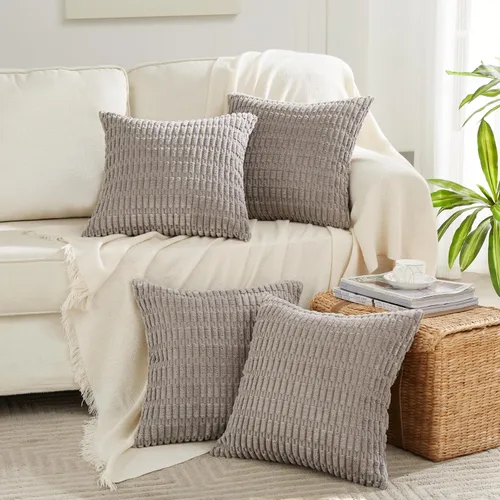 Vista 6 de Fancy Homi Fundas de almohada decorativas grises de 18 x 18 pulgadas para sala de estar, sofá, cama, sofá, decoración rústica y bohemia del hogar