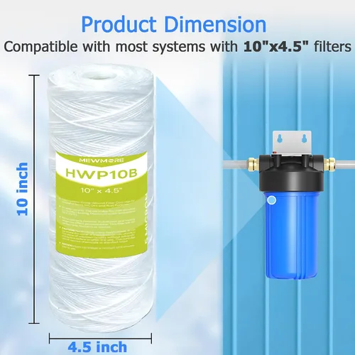 Vista 4 de Cartucho de filtro de agua de 5 micrones para toda la casa, filtros de sedimentos para heridas de cuerda para agua de pozo, repuesto para cartuchos