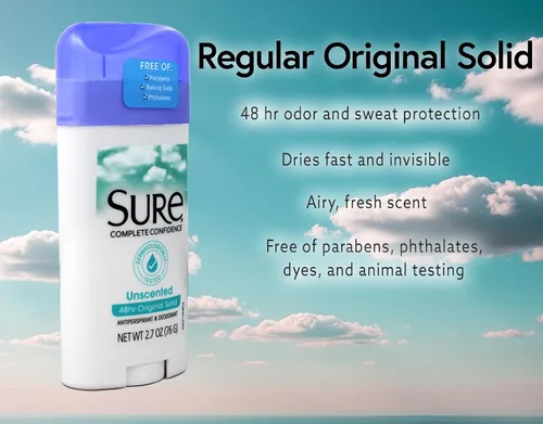 Vista 6 de Sure Desodorante antitranspirante sólido original sin perfume, 2.70 onzas (paquete de 6)
