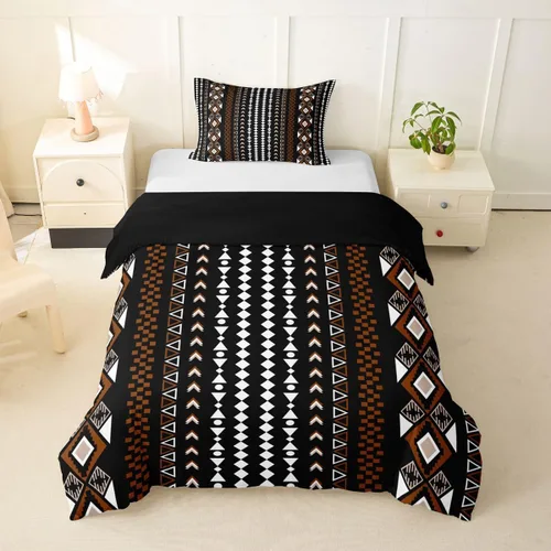Vista 36 de Erosebridal Bohemian Duvet Cover Twin Country Southwestern Comforter Cover for Kids Teens Boho Aztec Arrows Diamond Bedding Set Black Gray Geometric
