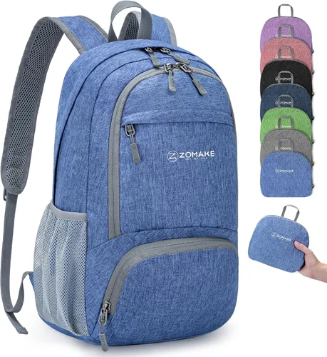 Vista 15 de ZOMAKE Mochila plegable ultraligera de 10 litros, mochila plegable pequeña, resistente al agua, mochila plegable para mujeres y hombres (negro-A1)