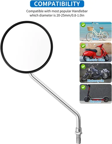 Vista 4 de Espejo Retrovisor de Manillar para Bicicleta, Universal Ajustable y Giratoria, Espejo Transparente para Bicicleta de Montaña, Bicicleta
