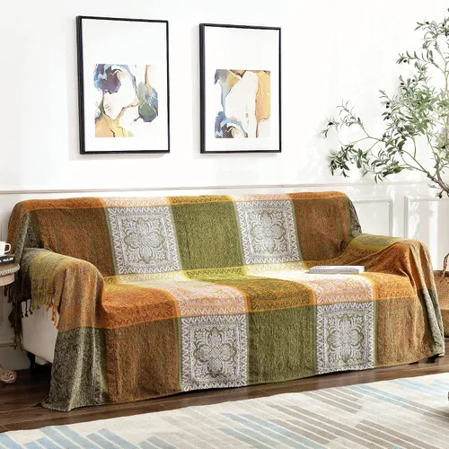 Vista 13 de Manta Boho, Manta de Chenilla Jacquard con Borlas para Cama Sofá Silla Suave, Borlas con Flecos Bohemias (Negro, S:60x75)