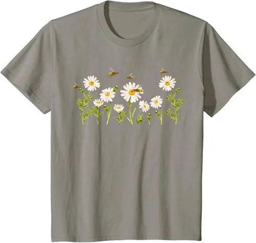 Vista 28 de Marguerites Daisy - Camiseta de verano con margaritas de jardín de flores, Negro, S