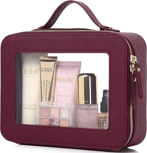 Vista 58 de Pinkmik Pequeña bolsa de maquillaje transparente, mini estuche para cosméticos, bolsa de aseo impermeable con cremallera, organizador de bolsos