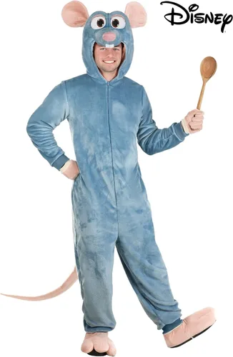 Vista 3 de Disfraz de Halloween Remy Ratatouille de Disney Pixar para adultos, overol con capucha con guantes y fundas para zapatos para hombres y mujeres