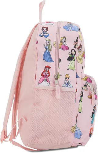 Vista 3 de Disney Mochila Princess Allover - Cenicienta Campana Tinker Blancanieves para toda la escuela para niñas niños y adultos Rosa Allover