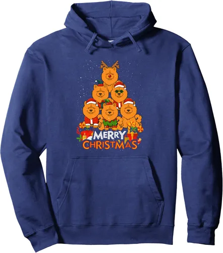 Vista 6 de Chow Chow Merry Christmas Tree Lights Dog X-Mas Dogs Pullover Hoodie