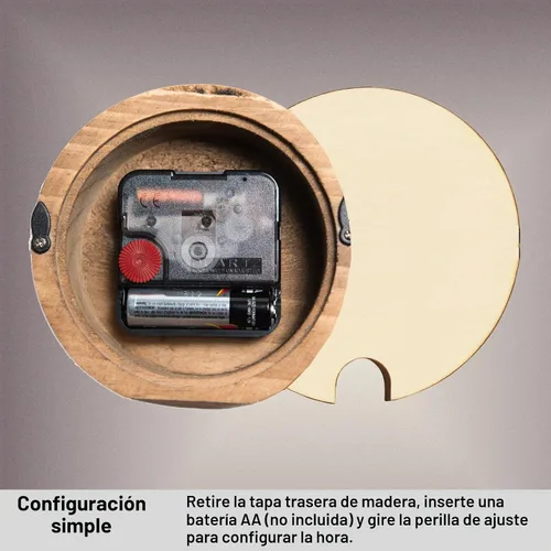 Vista 4 de Driini Reloj de Escritorio Analógico de Madera – 4.3 pulg. Madera de Pino Decorativa, Diseño Sin Tic-Tac – Reloj de Repisa Silencioso de Barrido