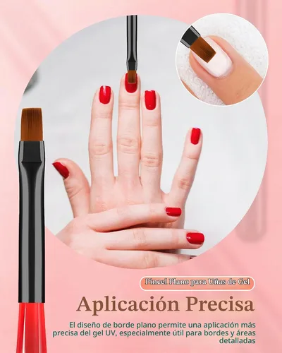 Vista 5 de 3 piezas de brochas de limpieza de arte de uñas, brochas de uña redondas/anguladas/planas resistentes a la acetona para remover esmalte de gel