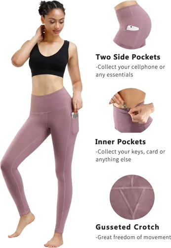 Vista 3 de Fengbay - Pantalones de yoga de cintura alta para mujer con control de abdomen, bolsillos y elasticidad en 4 direcciones, pantalones de yoga
