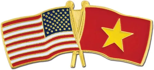Vista 127 de PinMart Pin de solapa esmaltado con bandera de la amistad cruzada de Estados Unidos y el mundo