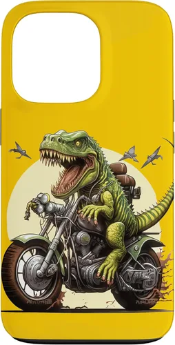 Vista 10 de Funda para iPhone 16 T-Rex Dinosaur Riding a Motorcycle