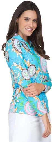 Vista 7 de IBKUL Athleisure Wear 48654 - Polo de manga larga con protección solar UPF 50+ Icefil Cooling Tech Debbie Print de longitud ajustable