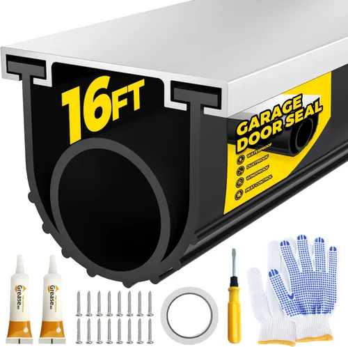 Vista 8 de Holikme Sello para puerta de garaje, kit de retención de riel de aluminio preperforado, fácil de instalar, combinación de anillo en U + O duradero