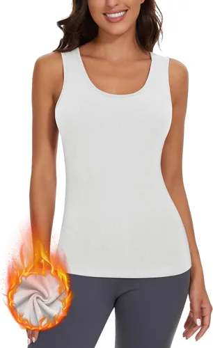 Vista 7 de WOWENY Thermal Tank Top for Women Fleece Thermal Camisole Base Layer Shirt Sin mangas Baby Blue