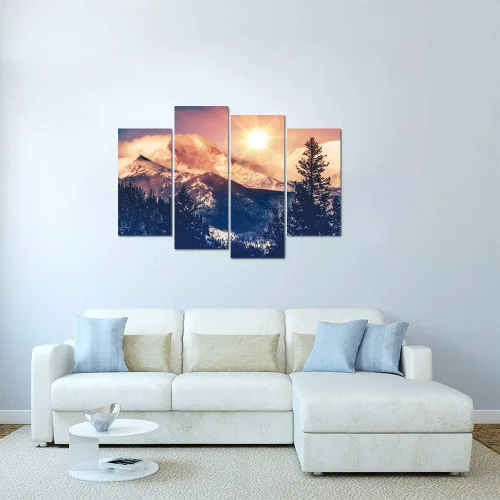 Vista 3 de VVOVV Wall Decor - Pintura en lienzo de arte del amanecer de las montañas de Colorado, arte de pared, fotografía de paisaje de montaña rocosa