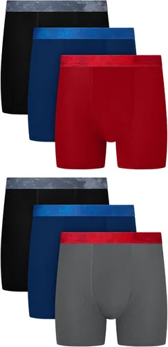Vista 6 de Hanes Boys' Moves Performance Underwear Boxer Brief, 6-Pack, Mesh Pouch Moisture Wicking Boxer Briefs Negro/Gris