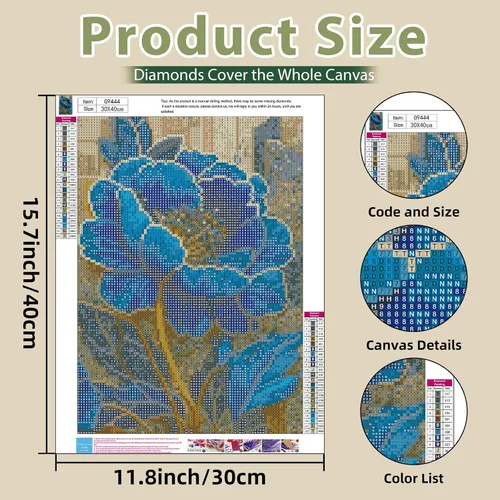 Vista 3 de Aestalrcus Kits de arte de diamantes de flores para adultos, kits de pintura de diamantes para adultos, pintura de diamante redondo de taladro