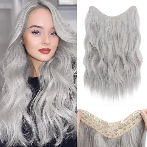 Vista 24 de S-noilite Extensiones de cabello de una pieza con clip, color rubio balayage de 18 pulgadas, en forma de U, extensiones de cabello de trama de una