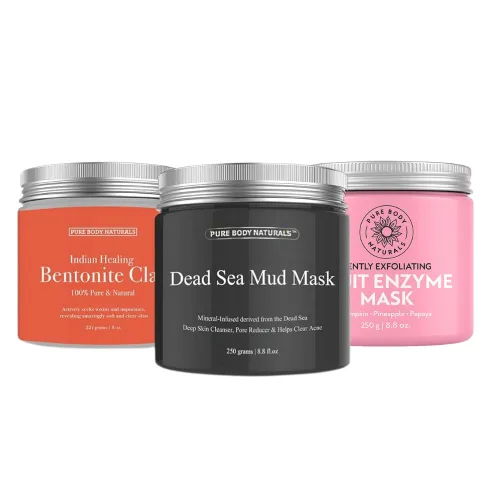 Vista 8 de Pure Body Naturals Juego de regalo de máscara facial, incluye máscara de barro natural, máscara de arcilla y máscara facial de carbón, regalo