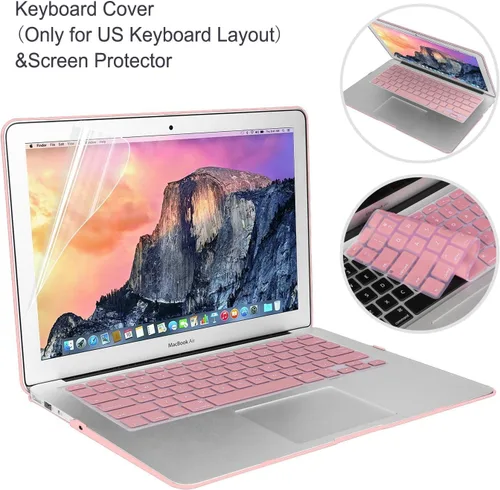 Vista 4 de iCasso Funda compatible con MacBook Pro 15 5 en 1, funda rígida con funda, protector de pantalla, cubierta de teclado y tapón antipolvo para Mac Pro