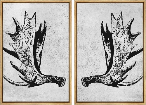 Vista 11 de SIGNWIN Lienzo enmarcado para pared, juego de arte con anillos de árbol de bosque grunge en blanco y negro, ilustraciones de naturaleza silvestre