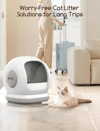Vista 8 de Meowant Caja de Arena Autolimpiante, Caja de Arena Automática Autolimpiante con Control por APP, 75L Extra Grande Abierta de Entrada Baja Cajas