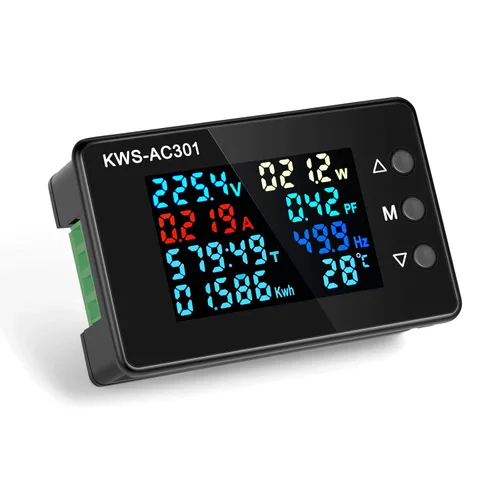 Vista 8 de Voltímetro de CA Amperímetro 50-300V 0-100A Multímetro digital 110V 220V Pantalla LCD HD Voltímetro de corriente con transformador de corriente