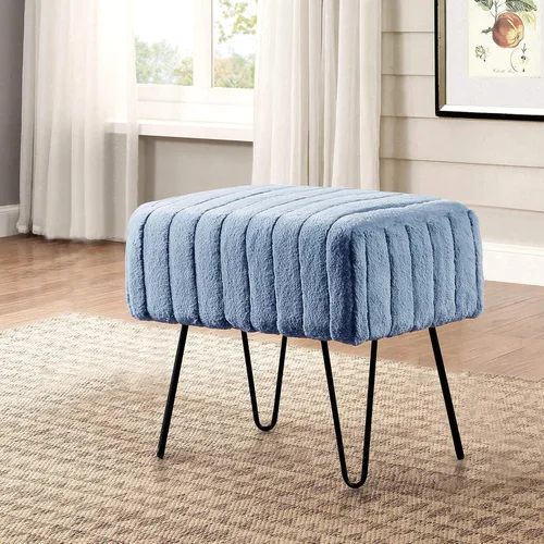 Vista 8 de Home Soft Things - Banco otomano de piel sintética azul de visón, 19 x 13 x 17 pulgadas, color espejismo azul, se puede usar como reposapiés, banco