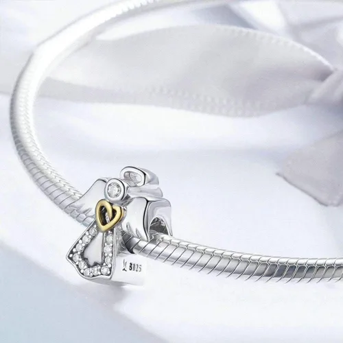 Vista 4 de LAMOONY Abalorio de girasol de plata de ley 925 con diseño de flor para pulsera Pandora