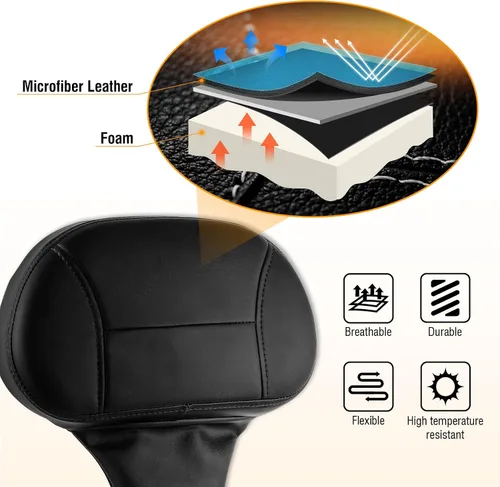 Vista 2 de XFMT Almohadilla de respaldo desmontable ajustable para conductor enchufable para Harley Touring Road King CVO Street Electra Glide 2009-2023