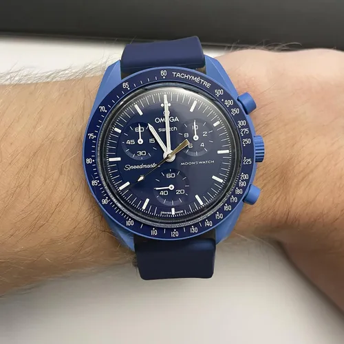 Vista 3 de Correa de reloj para Omega X Swatch Moonswatch Correa de reloj Speedmaster 20MM de liberación rápida de goma de repuesto