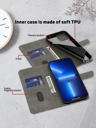 Vista 2 de Funda para Moto G 5G 2022, Moto G 5G 2022, funda protectora de piel sintética con tarjetero para Motorola Moto G 5G 2022 - Rosa azul