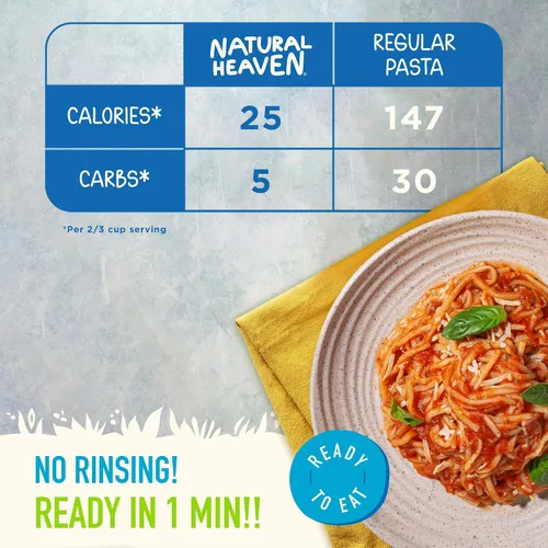 Vista 5 de Natural Heaven Fideos espagueti, corazones de palma, naturalmente ricos en potasio, pasta vegetariana baja en calorías, Keto y alimentos sin gluten