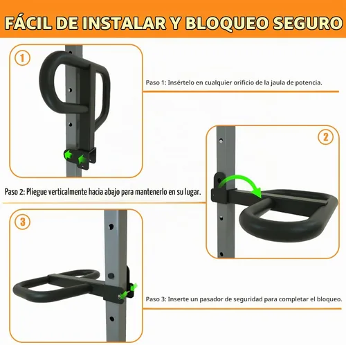 Vista 7 de Accesorio de barra de inmersión para estante de sentadillas de 2 x 2 pulgadas, accesorio de estante de alimentación resistente con orificio de 5/8