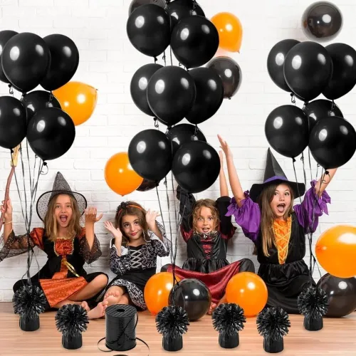 Vista 2 de Juego de 12 pesas para globos negros, decoración y suministros para fiestas