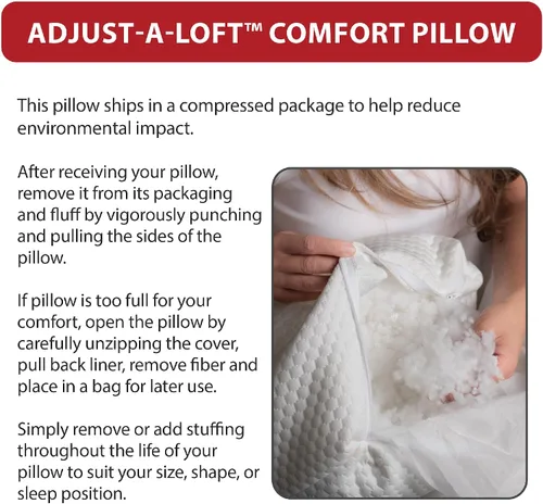 Vista 8 de Core Products Almohada ajustable – Loft personalizable con relleno de plumón alternativo para dormir de lado, espalda o estómago; espuma