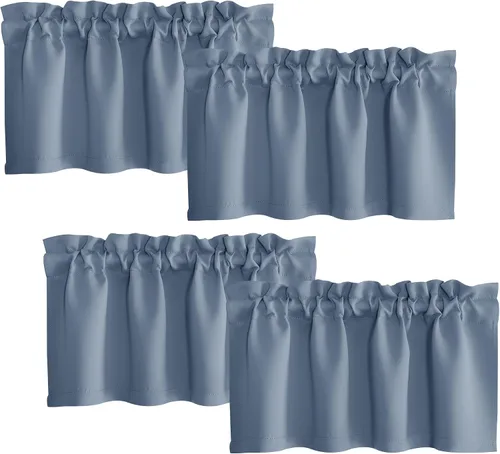 Vista 6 de NICETOWN 2 paneles de cortinas opacas de 42 x 84 pulgadas de largo con bolsillo para barra con 4 paneles de 42 x 16 pulgadas de largo, cenefas