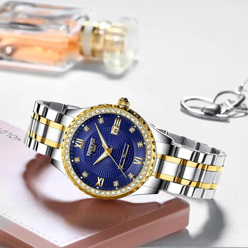 Vista 4 de NIBOSI Women Watches Analogue Wrist Watches Watches for Women's Girls Miss Ladies Rose Gold Dial Watch with Stylish Diamond Studded Watches