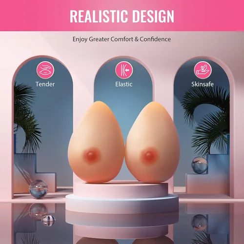 Vista 2 de Y-NOT Silicone Breast Forms for Crossdresser, Mastectomy Fake Boobs Prosthesis