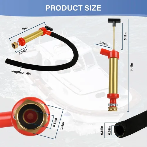 Vista 6 de 34060-0130 Bomba extractora de aceite marino 10.25" de largo, 1.25" de diámetro Brass Boat Oil Change Pump for Oil Change,Boat Oil Extractor Pump