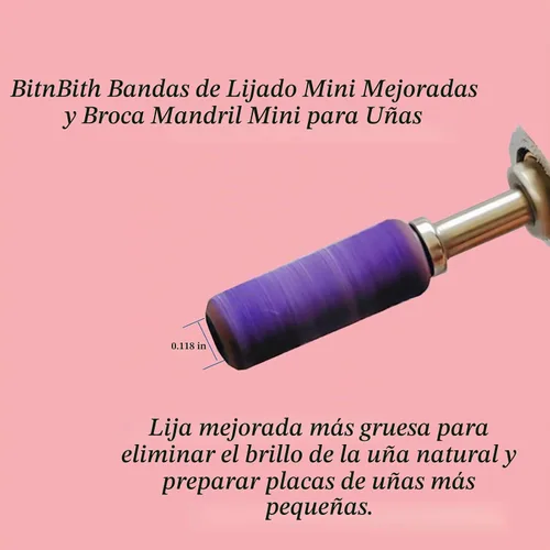 Vista 6 de 100 piezas de bandas pequeñas de lijado de uñas para taladro de uñas, bits mini de 3.1mm de mandril de lijado de uñas de grano 80 para uñas