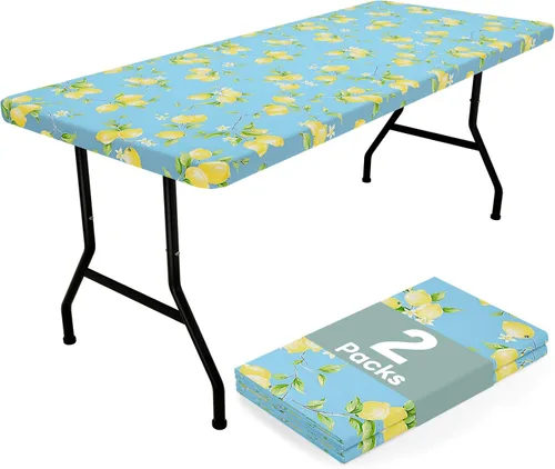 Vista 44 de misaya Mantel rectangular de vinilo, mantel ajustable, 100% impermeable, borde elástico, reverso de franela, mantel de plástico para mesas plegables