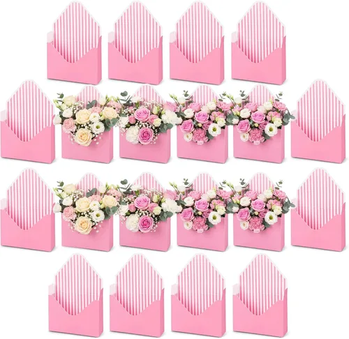Vista 14 de Geyee 10 cajas sobre para ramo de floristería de graduación clase de 2026, ramo de flores de corazón rosa, embalaje de papel de regalo, bolsas