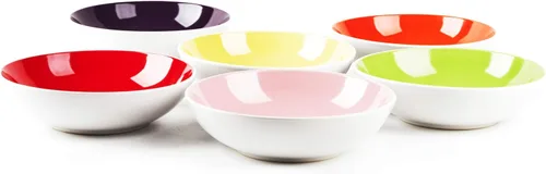 Vista 28 de Juego de 6 platos llanos en forma de cupé de gres de 10.5 pulgadas, muy rosa
