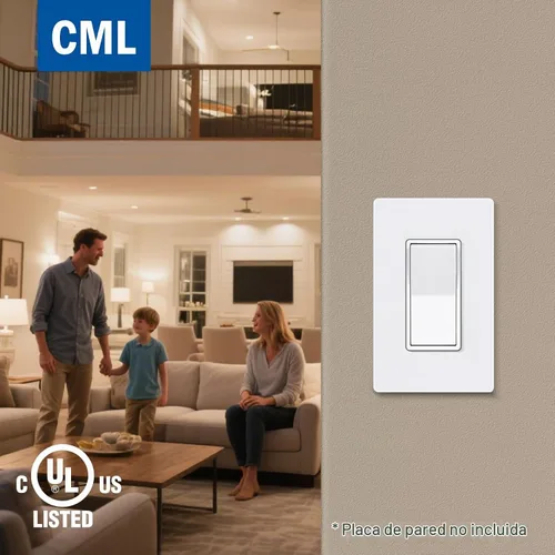 Vista 6 de CML interruptor de luz de pared basculante, de 3 vías, decorativo, acabado brillante, unipolar o de 3 vías, 15 A 120/277 V, garantía de 3 años