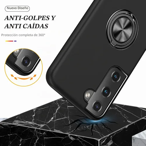 Vista 6 de para Samsung Galaxy S22 Plus - Paquete de 2 fundas de TPU autorreparables con soporte invisible (negro)